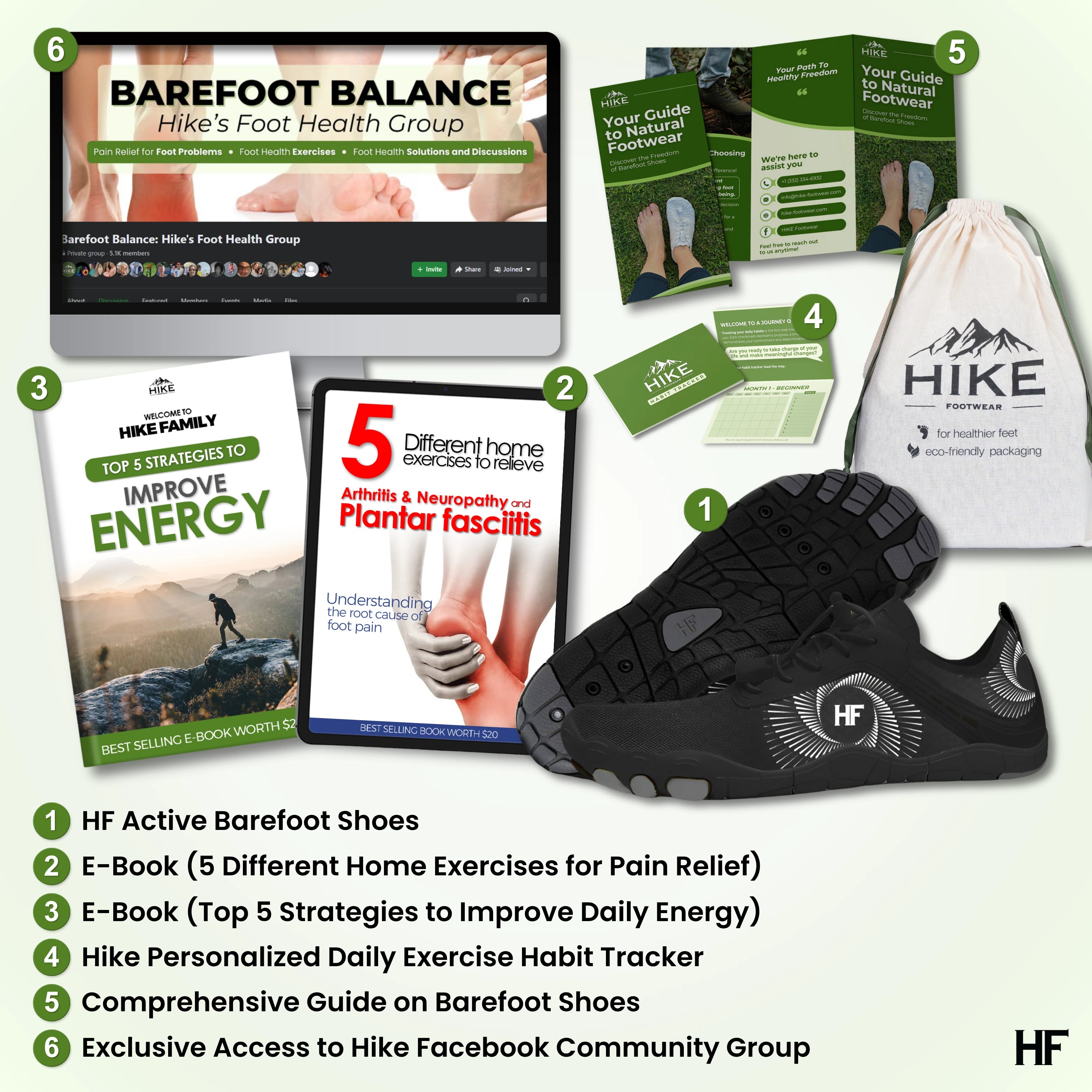 HF Active – Chaussures pieds nus pour un mode de vie actif et le soulagement des douleurs (Unisexe)