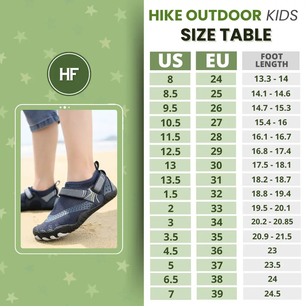 Hike Outdoor Kids - Chaussures pieds nus souples pour enfants 